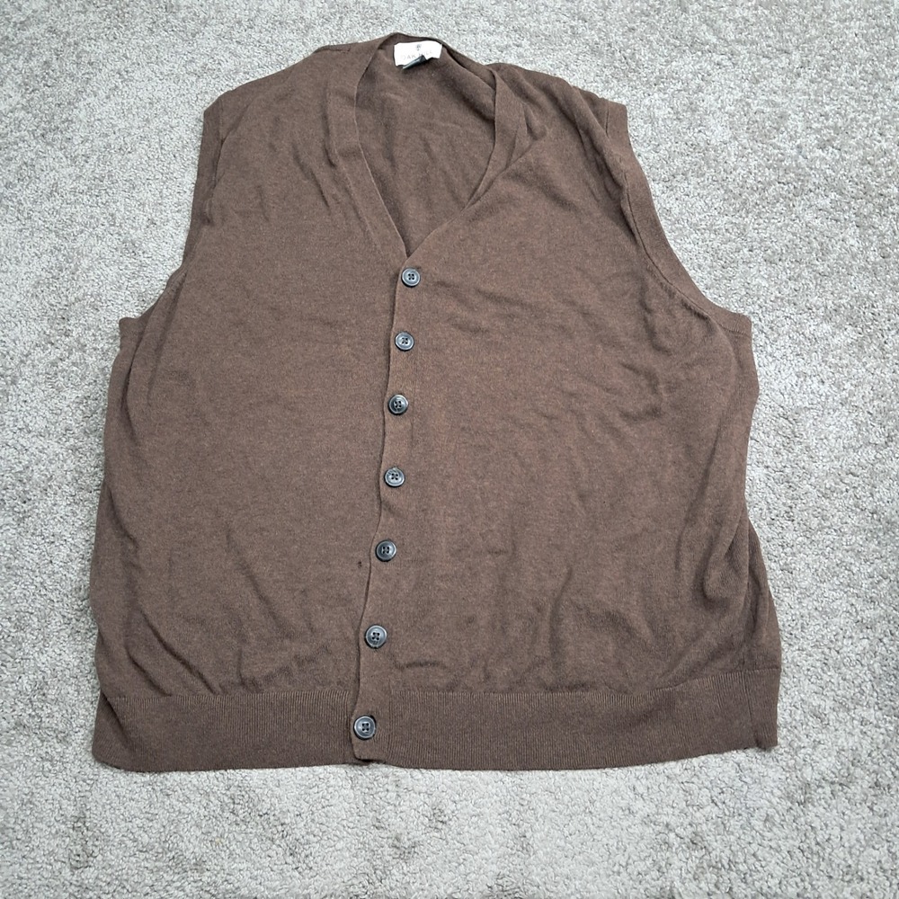Oak Hill Mens 4XL Brown 100% Cotton Button Front V-Neck Sweater Vest 6710